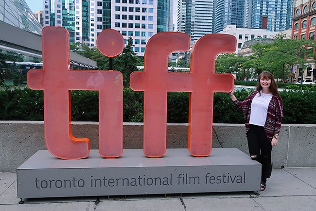 Angela McLean with TIFF 2018 Sign