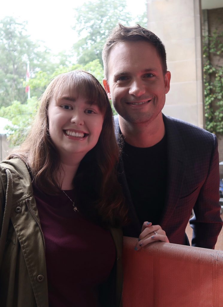 Angela McLean with Patrick J. Adams at TIFF 2018