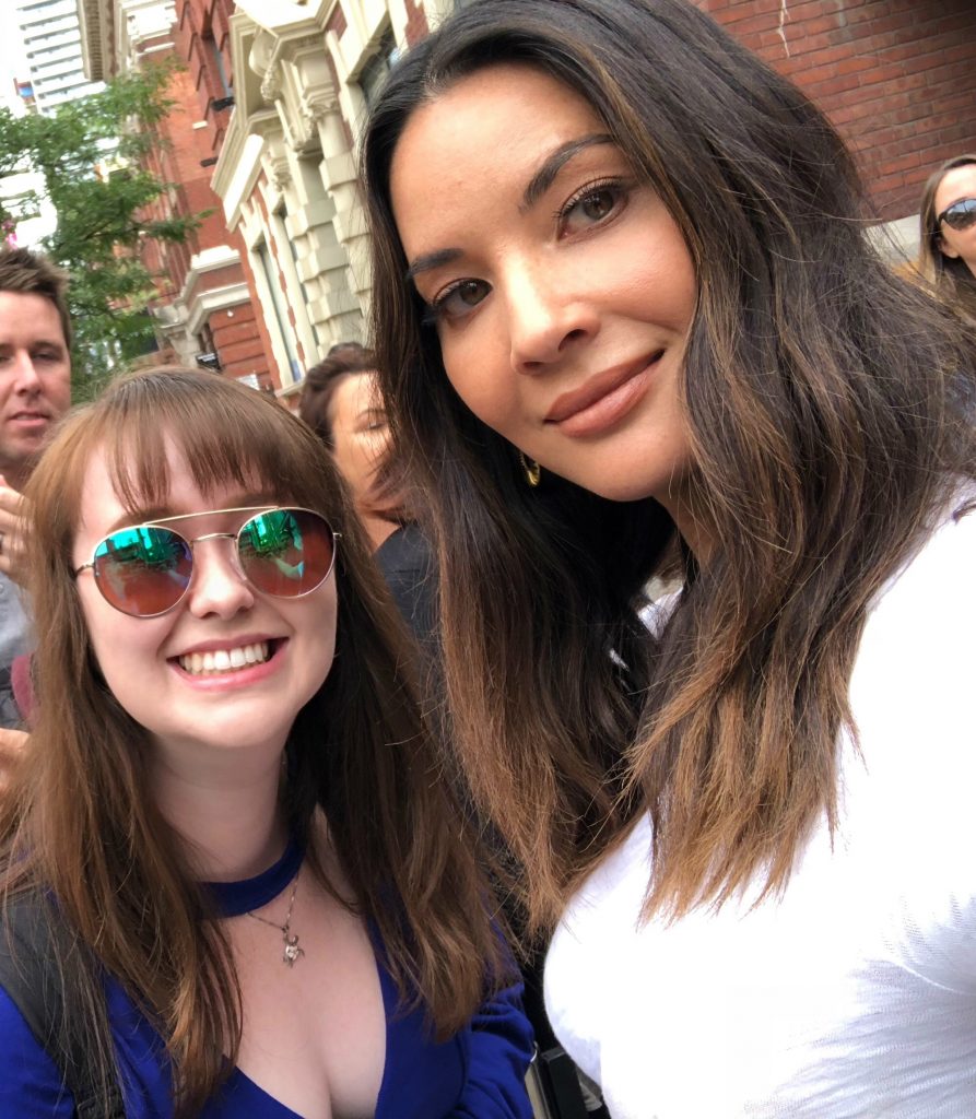 Angela McLean with Olivia Munn at TIFF 2018