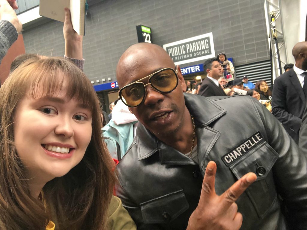 Angela McLean with Dave Chappelle at TIFF 2018
