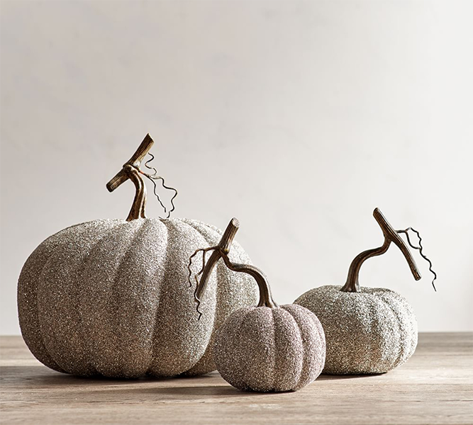 glitter pumpkins pottery barn