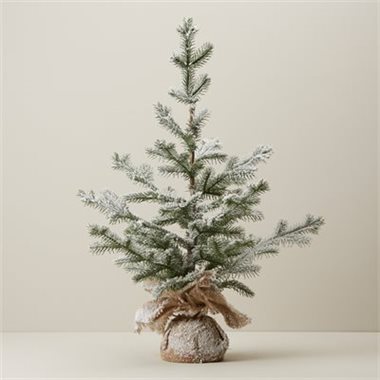 Small flocked Christmas tree with jute base from Indigo