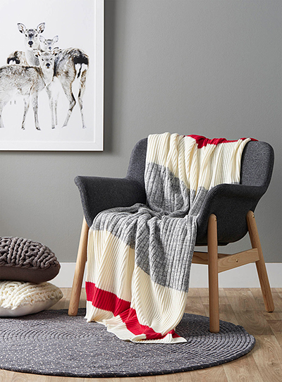 Wool-sock stripe print throw blanket from Simons